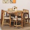 Heritage 6-seater dining set crafted in Sheesham wood with natural cane chairs by VintCaneCraft
