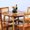 Round Sheesham wood dining set with cane-back chairs by VintCaneCraft