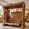 VintCaneCraft CP Indian Teak Royal Nakashi Hand-Carved Swing (Three-Seater)